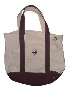 American Eagle Canvas Snoopy Tote Bag with Maroon Trim